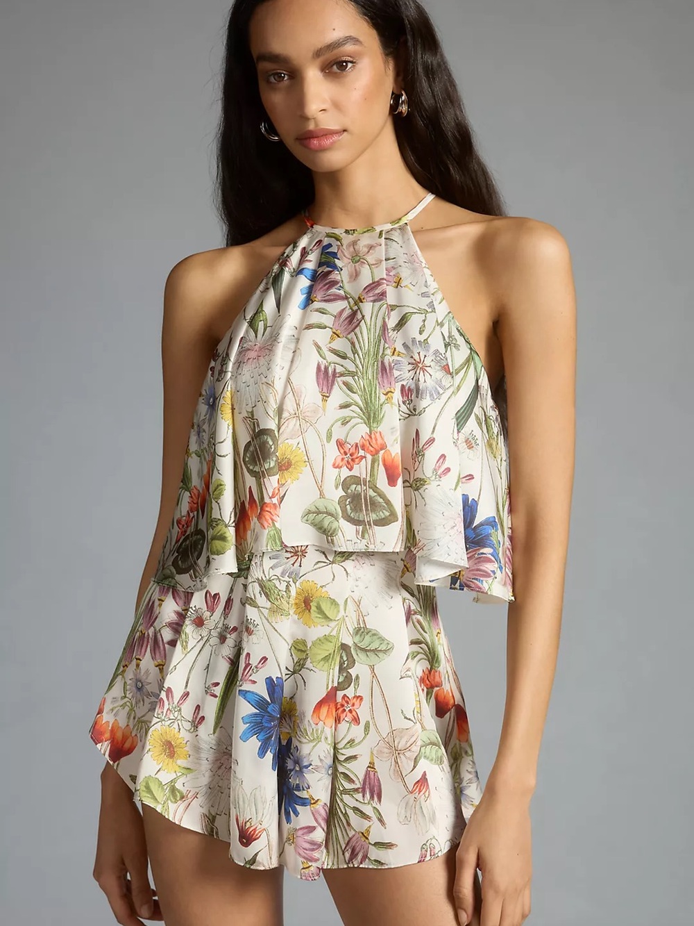 Katie May Cream Floral Halter Romper